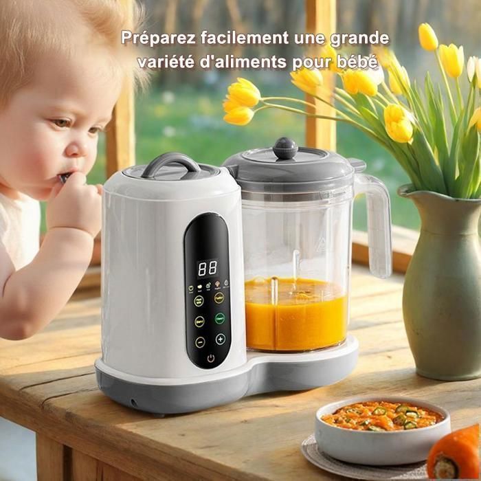 Procesador de alimentos para bebés multifuncional 4 en 1: cocina, batidora y olla automáticas, esterilizador, calientabiberones, libre de BPA, 400 ml.