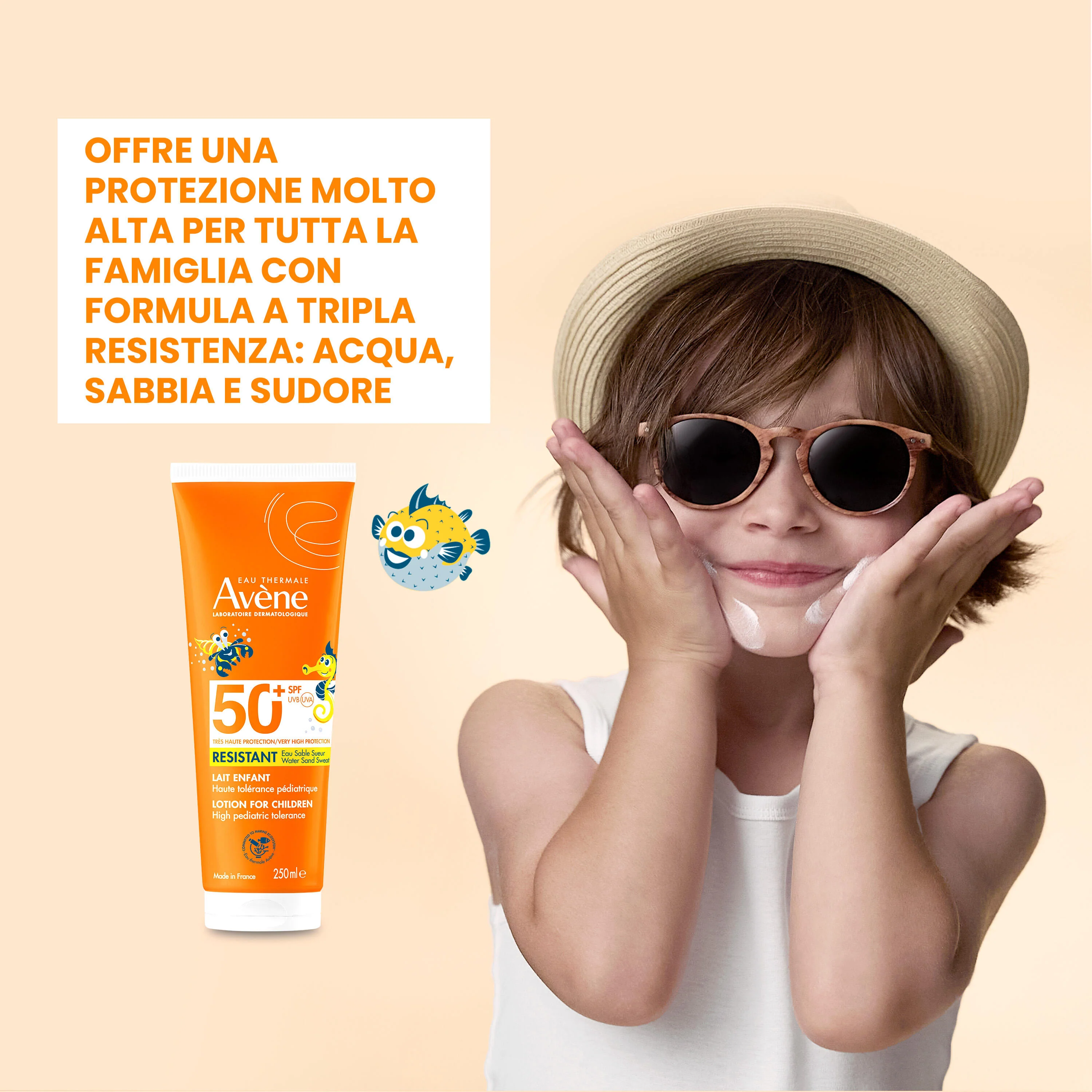 Suncare Latte Bambino SPF50+ - Crema Solare Bambini, Latte solare corpo alta prot., Prodotti per Bambini