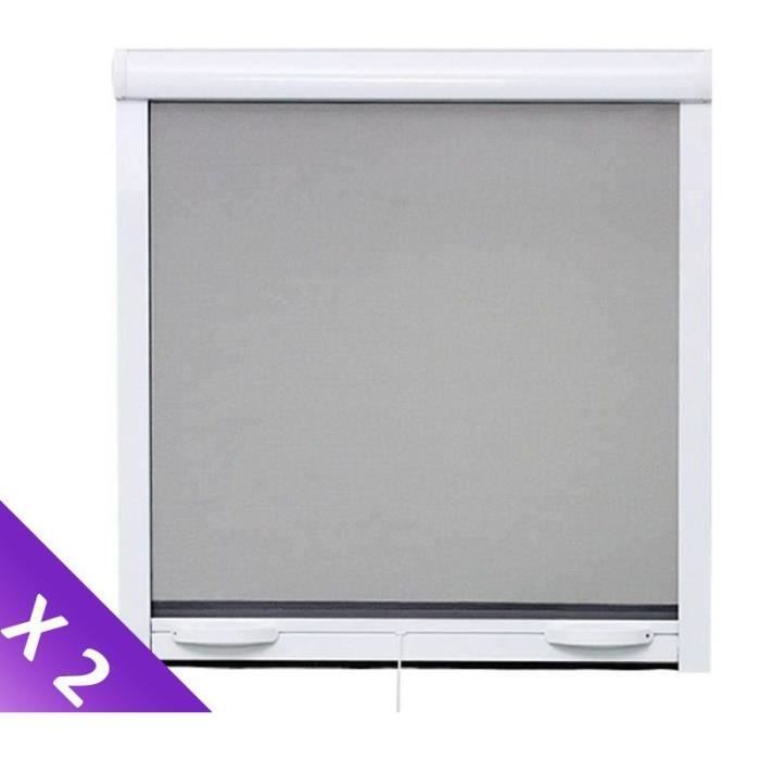 Set of 2 window mosquito nets W160 x H170 cm in white lacquered aluminium - Can be cut to size in width and height.