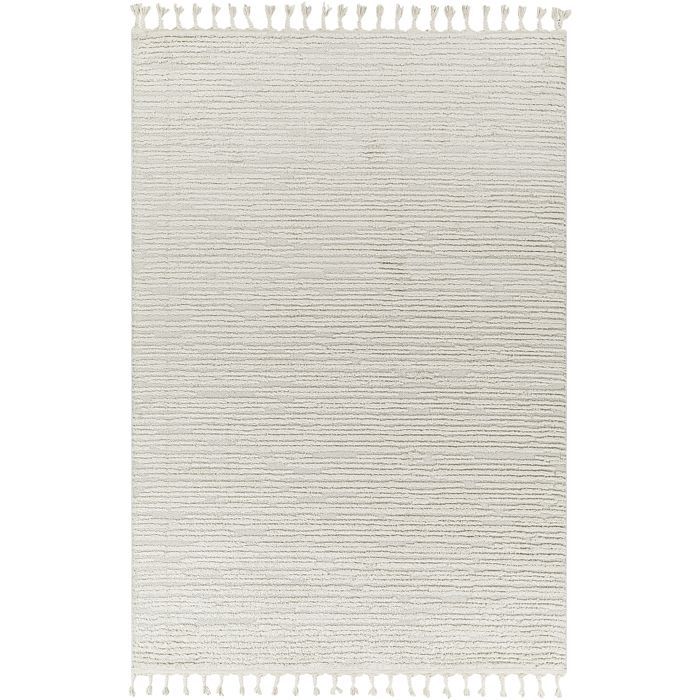 LIVABLISS Zacht Scandinavisch Boheems vloerkleed met korte pool TATUM voor de woonkamer 160x213cm Lichtgrijs/Ivoor