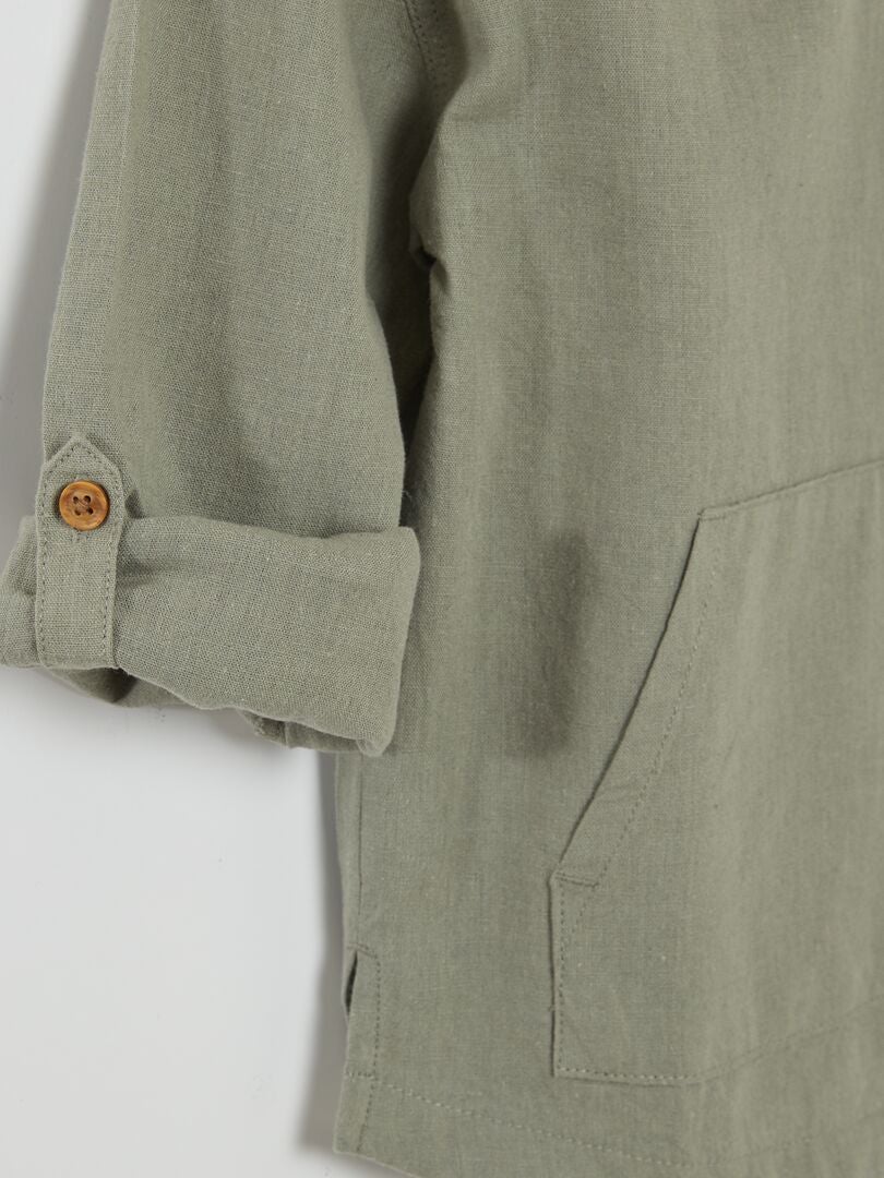 Camisa de lino y algodón - VERDE