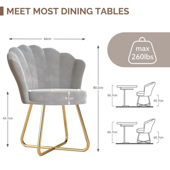 Chaise de Salon Élégante en Velours , Design Raffiné avec Pieds Croisés Dorés, Idéale pour Chambre et Coiffeuse,Gris