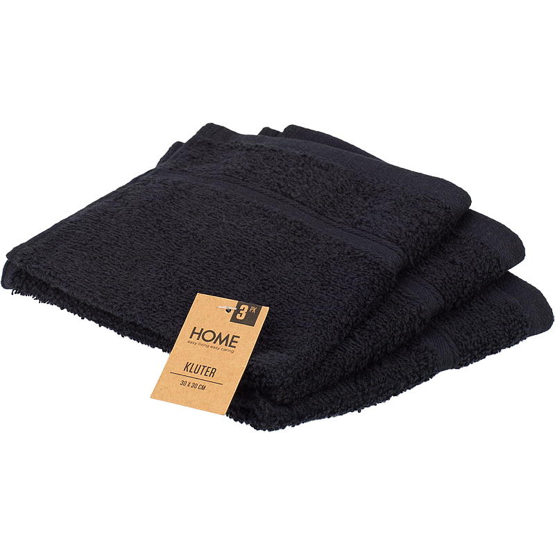 Hjemmestoff Villa 3-pakning 30x30 cm svart