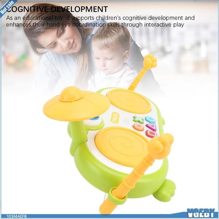 Ashata Jouet de batterie Tambour pour bébé, Instrument de Musique pour Enfants, Ensemble de Batterie pour jouets casse-tete