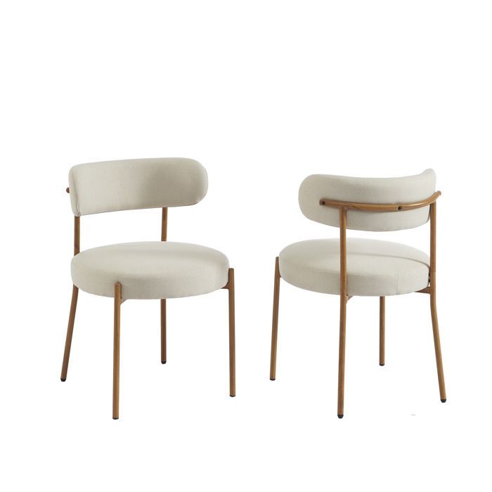 Juego de 2 sillas NOA en tela beige con patas de metal y acabado de madera.