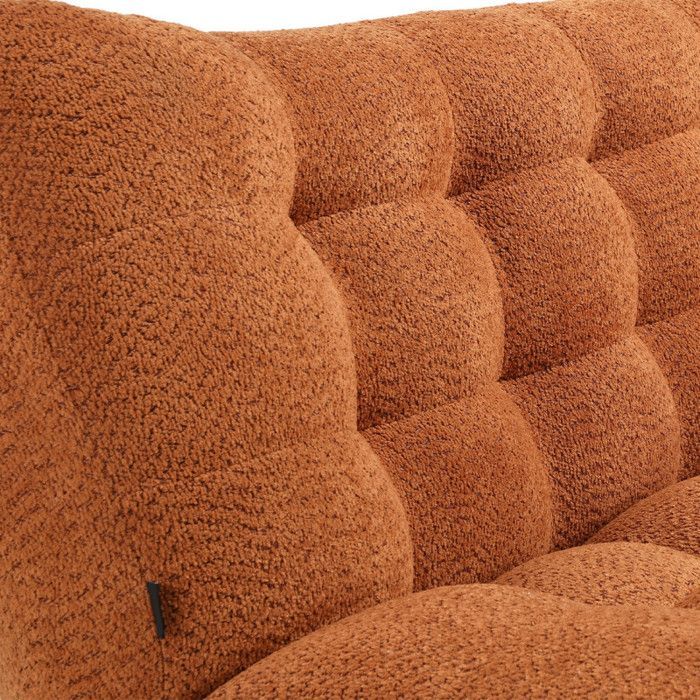 Banquette convertible capitonnée tissu bouclette terracotta - VALENTIN Meubletmoi