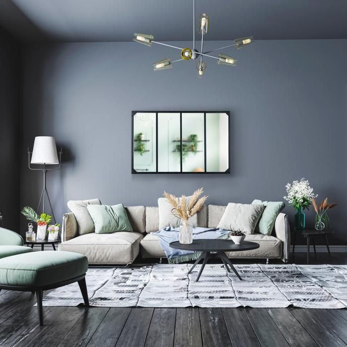 IDMARKET Miroir verrière 4 bandes design industriel 110x70 cm