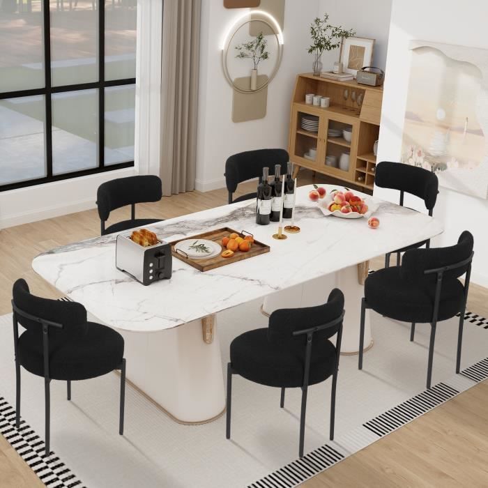 Set di 6 sedie da pranzo - stile scandinavo - seduta imbottita - gambe in metallo - nero