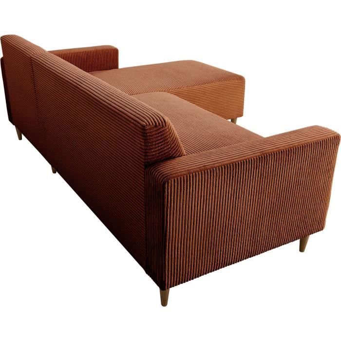 Omkeerbare vaste hoekbank - 4 zitplaatsen - BOB - Terracotta corduroy - 197 x 138 x 65 cm