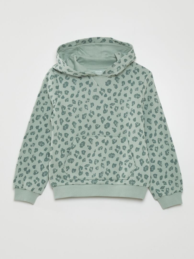 Hoodie met luipaardprint - GROEN