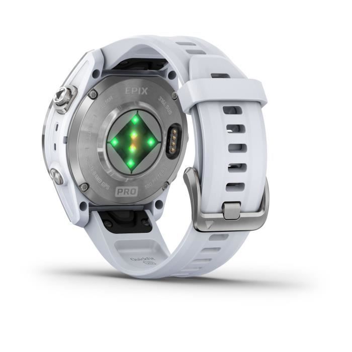 GARMIN - Epix Pro (Gen2) - Reloj inteligente de alto rendimiento - 42 mm - Acero, plateado con correa blanca