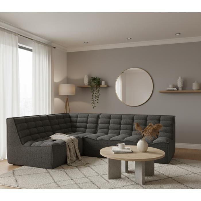 Canapé modulable LAZIA 5 places – Tissu hydrophobe