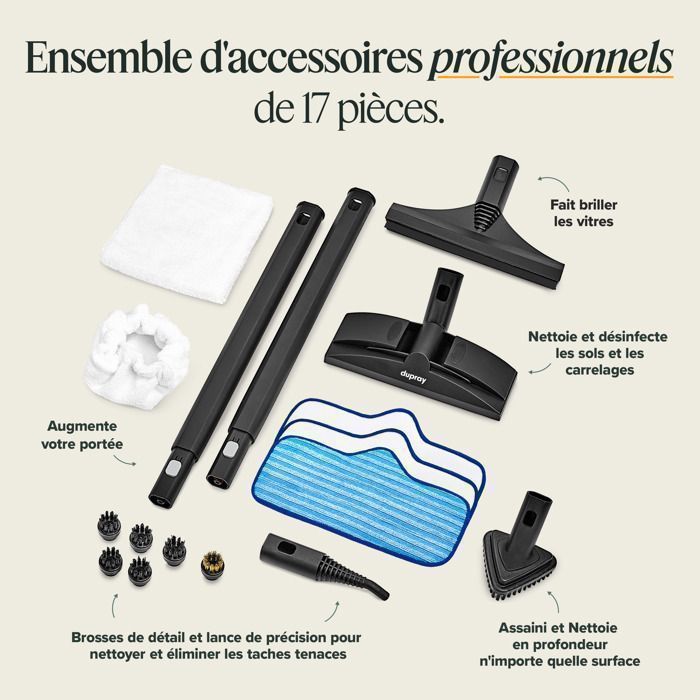 Pulitore a vapore Dupray NEAT™ - Multiuso e portatile - Pulisce, disinfetta e sgrassa tutte le superfici.