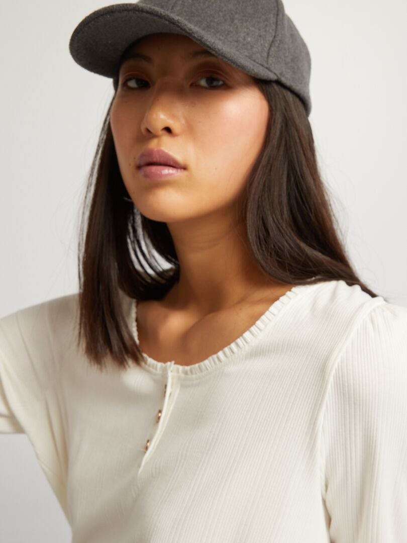 Camiseta de canalé - BLANCA