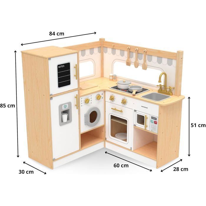 Cuisine Enfant - MAMABRUM - Mamabrum L - Bois MDF - Accessoires Inclus - 84x84x85cm