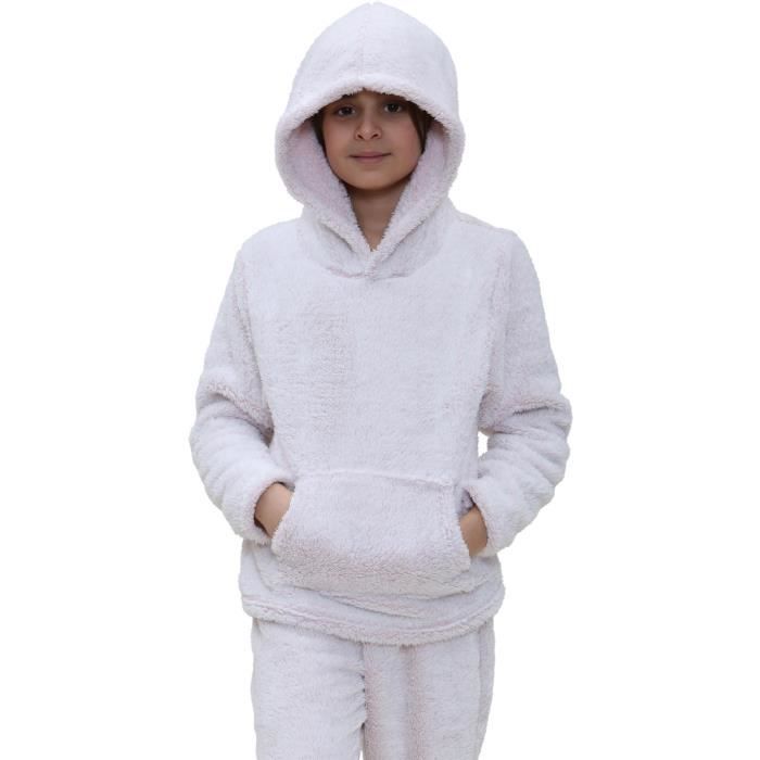 Kinderpyjamas für Mädchen und Jungen, schlicht, hochflorig, aus dickem Fleece, rosa, Nachtwäsche-Sets, Alter 5-13 Jahre