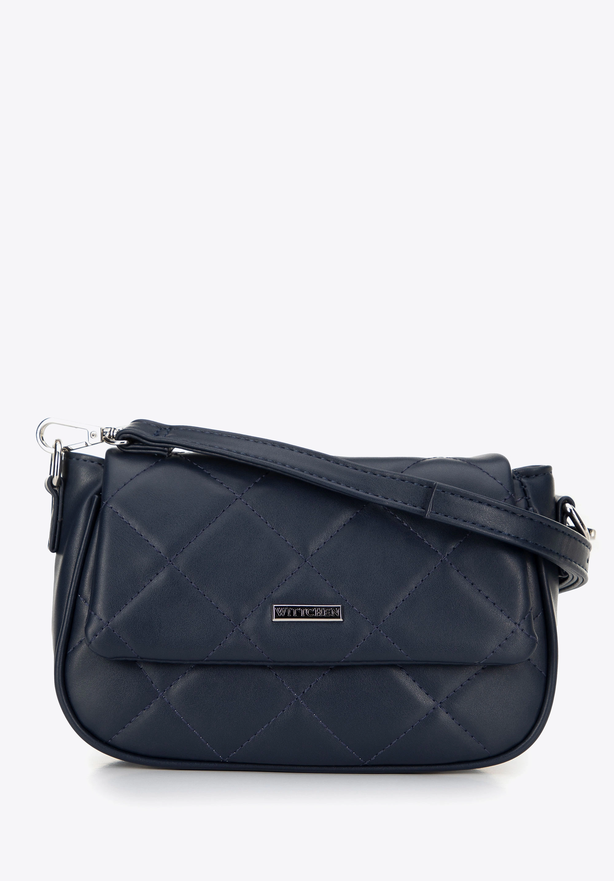 Damska crossbody z ekoskóry w przeszycia granatowa