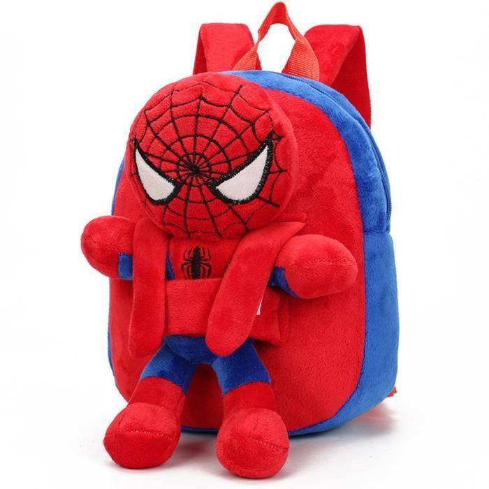 Spiderman Plush Red & Blue Children's Backpack - Cute Ultra-Light Backpack for Preschool & Leisure