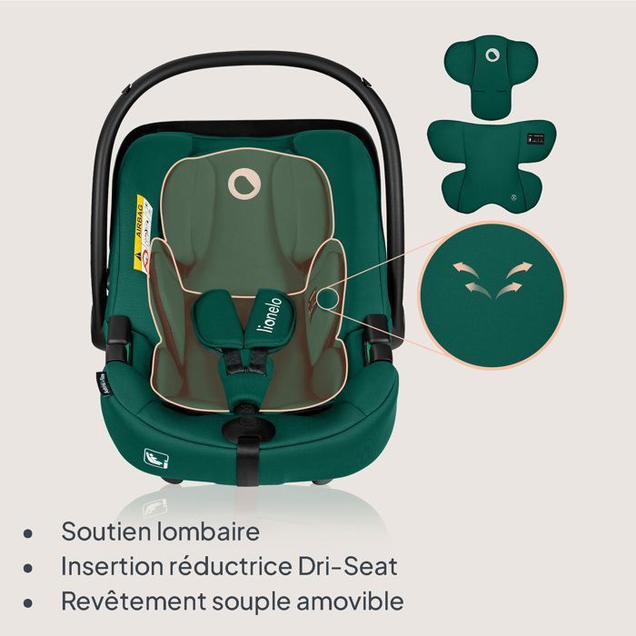 Silla de coche LIONELO Astrid i-Size 40-87 cm - Portabebés - Homologada por ADAC - Ligera - 0-13 kg - Grupo 0+ - Verde