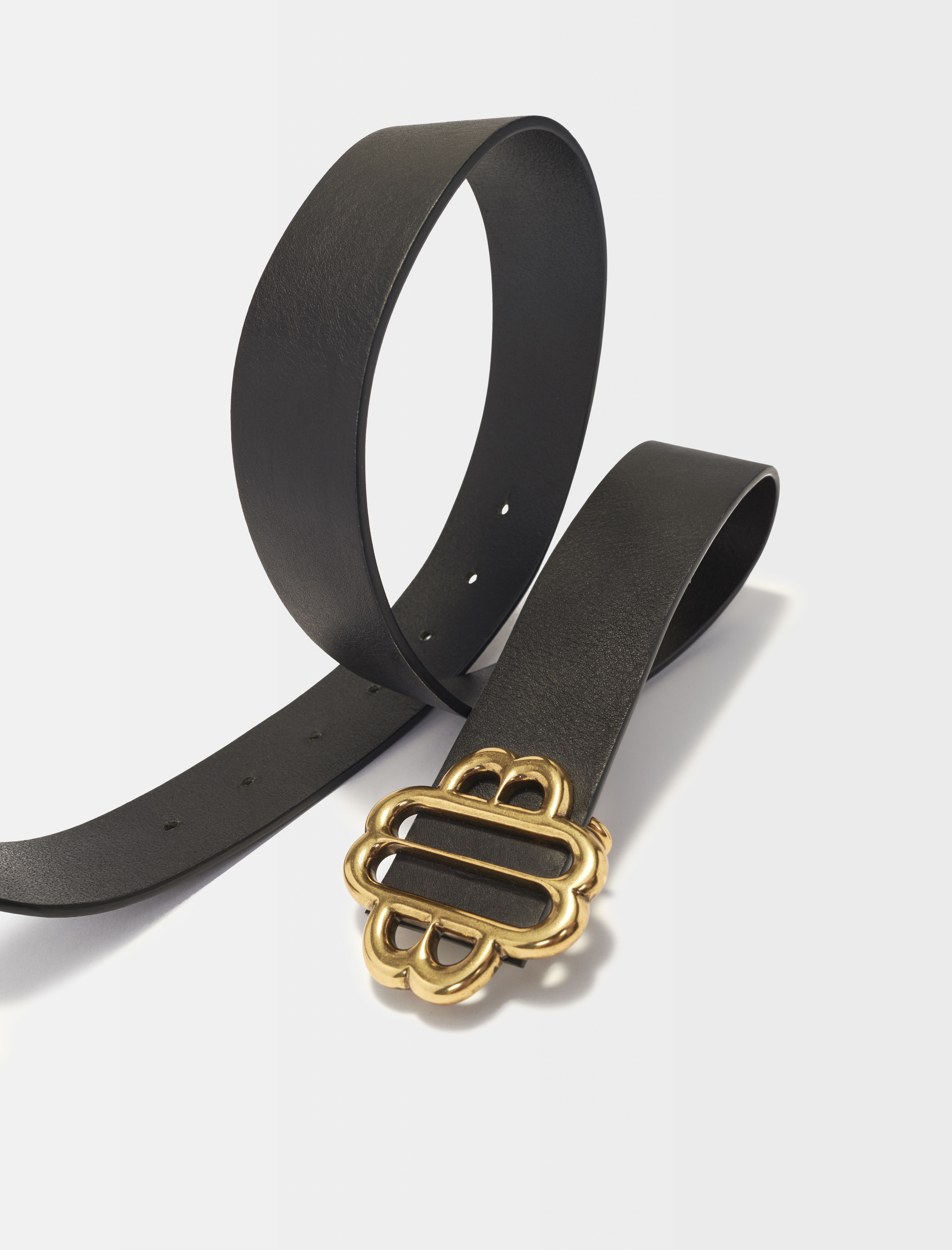 Curea din piele cu logo Clover - Negru