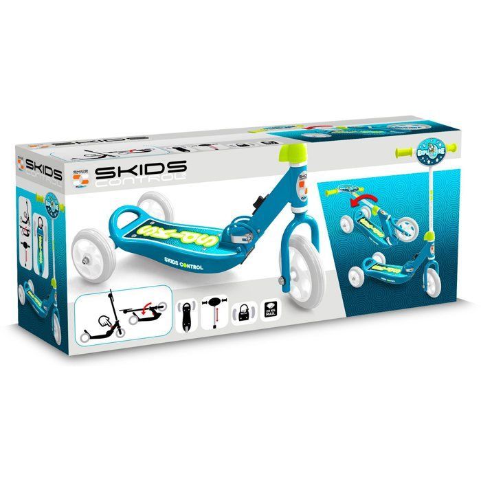 Trottinette 3 roues pliables - STAMP - Skids Control Explore - Bleu