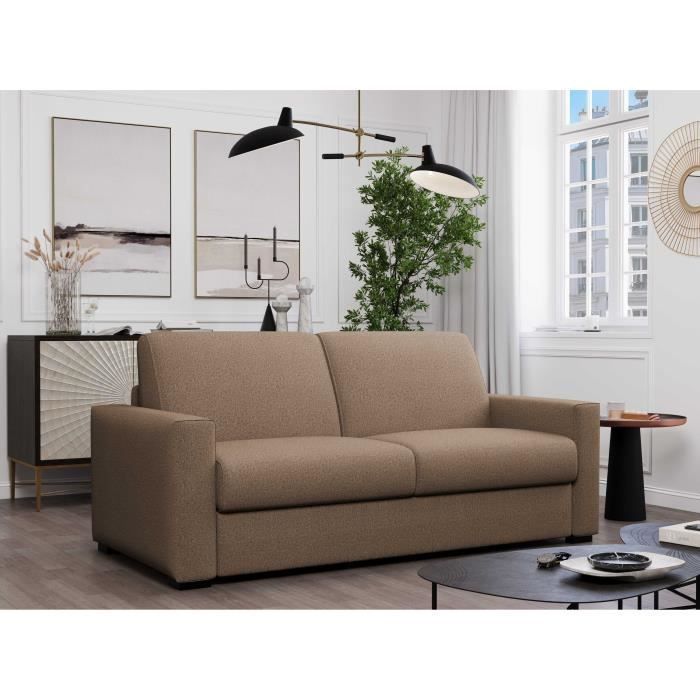 Divano trasformabile JOHN Express - 3 posti - Tessuto beige - 190 x 100 x 87 cm