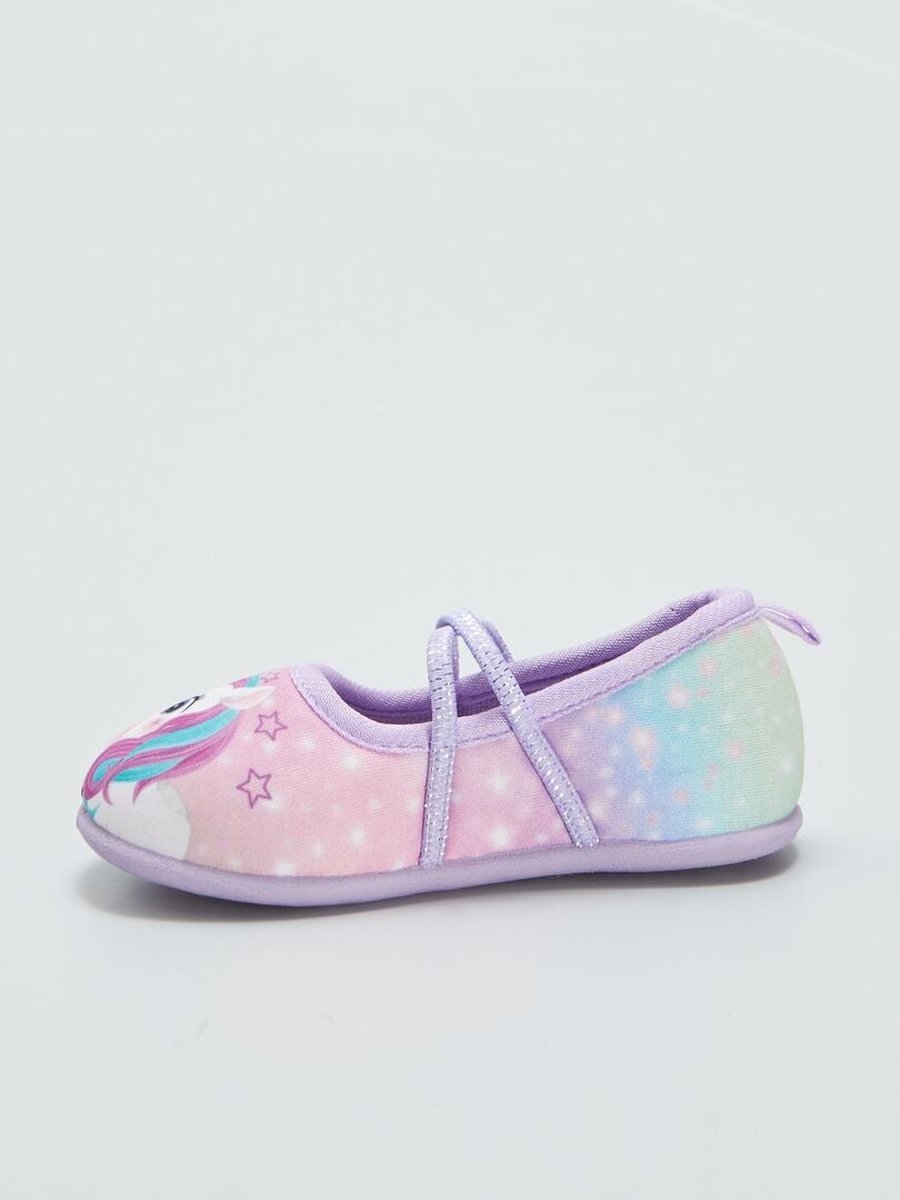 Ballerina slippers met eenhoornprint - ROZE