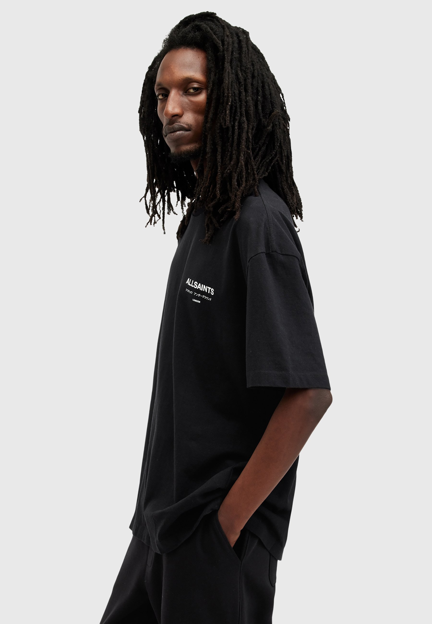 T-shirt imprimé AllSaints UNDERGROUND CREW - noir de jais