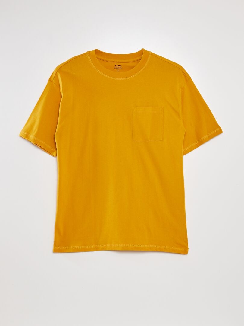 Camiseta folgada de cor sólida - AMARELA