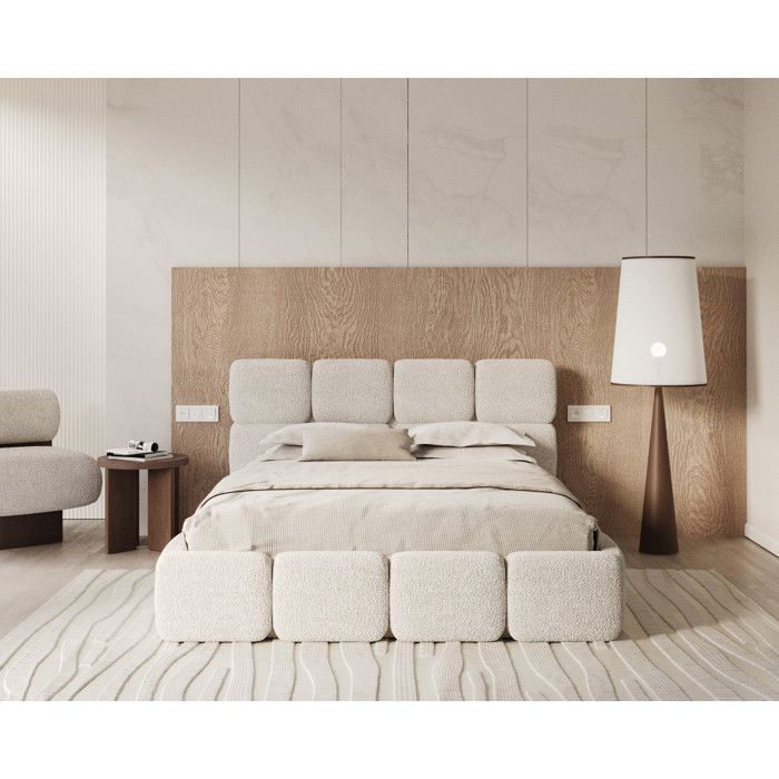 Lit coffre Delicato 140 x 190 cm avec sommier à lattes relevable Blanc