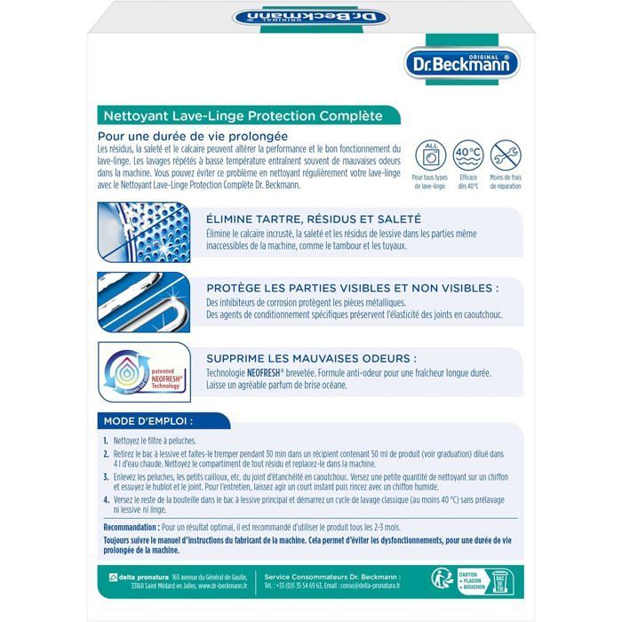 Nettoyant Lave-Linge Protection Complète | TOUT EN 1 | Fraîcheur Océane (2X250ml)-500ml