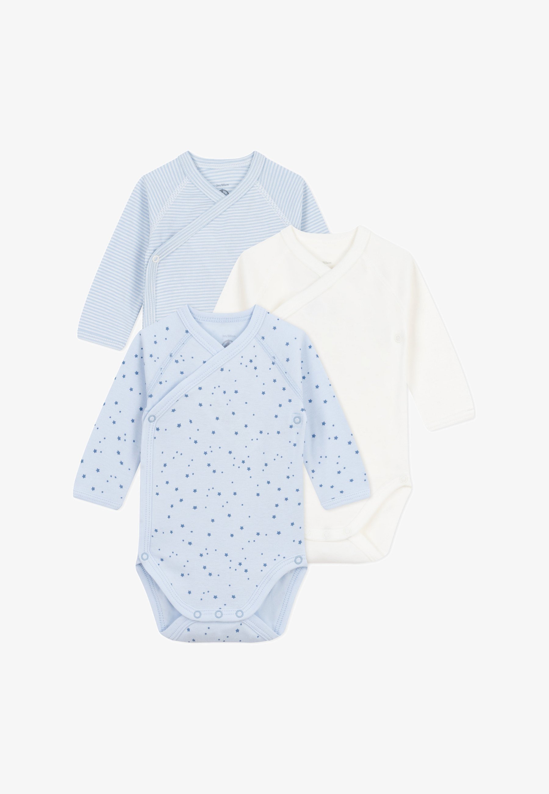 Petit Bateau 3 PACK - Body - skyblue blanc