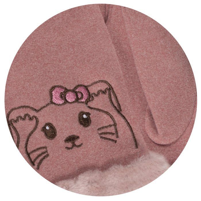 Guantes Isotoner para niñas, color rosa, con bordado de animales.