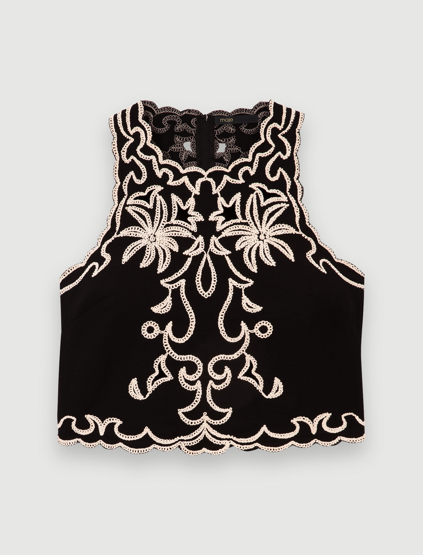 Top scurt brodat - Negru