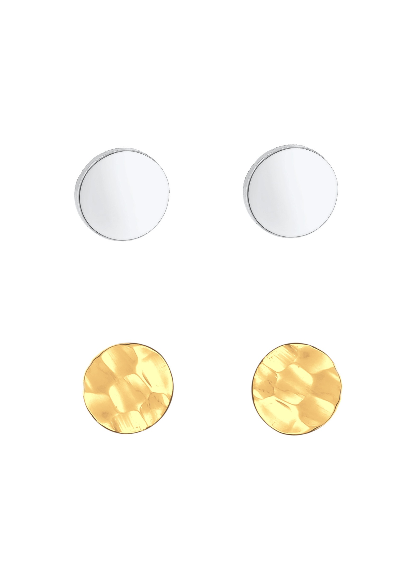 Elli Femmes Clous d'oreilles Set de 2 Martelées Brillantes en Argent Sterling 925