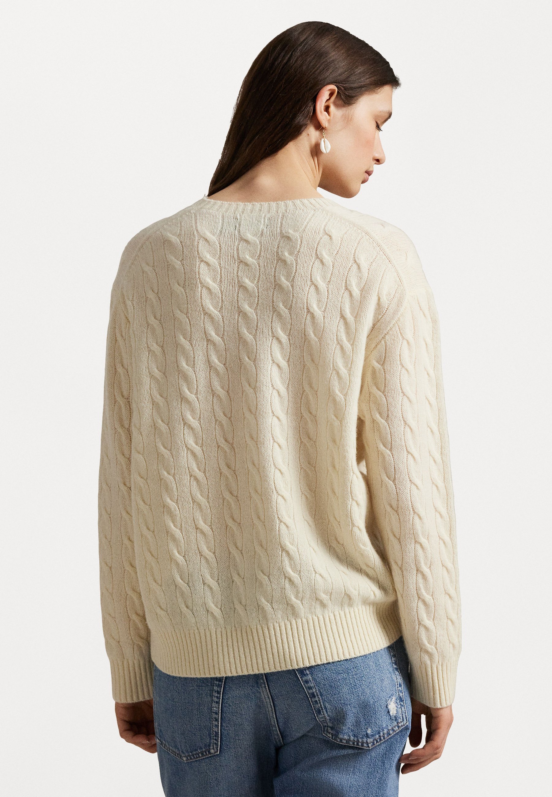 Polo Ralph Lauren CABLE WOOL CASHMERE CREWNECK SWEATER - Trui - authentiek crème