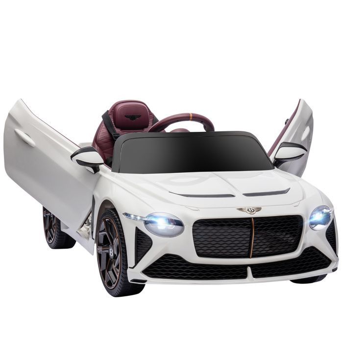 Electric ride-on car for children - HOMCOM - Bentley Bacalar - 2 x 12V 25W motors - 2.4G remote control - MP3 player - horn - 2 headlights - white