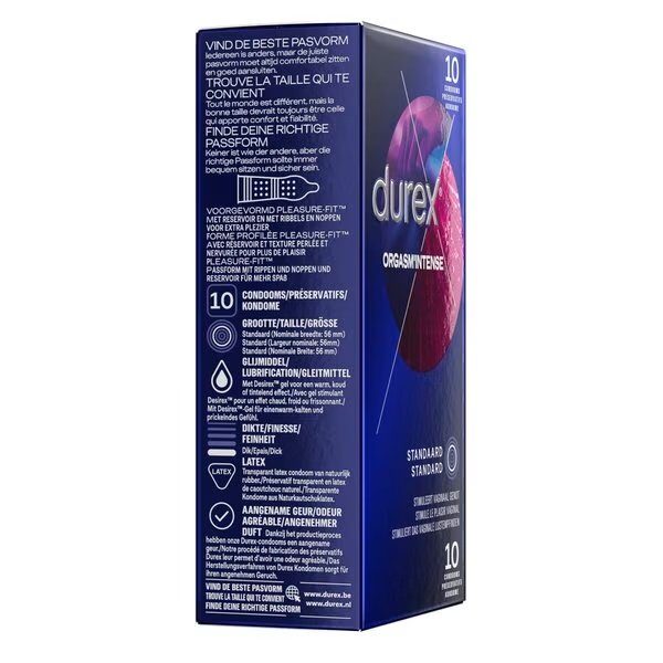„Durex Orgasm' Intense“ prezervatyvai<br>Medicinos prietaisas – 10 vnt.