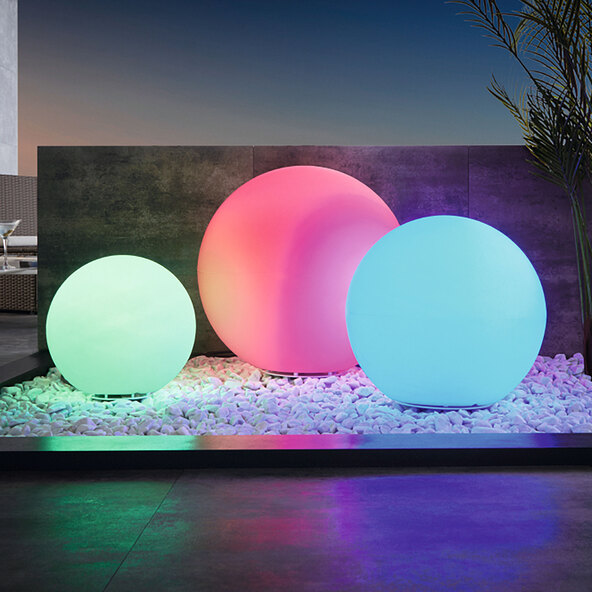 Slimme LED-buitenlamp in bolvorm, inclusief afstandsbediening, Ø 39 cm