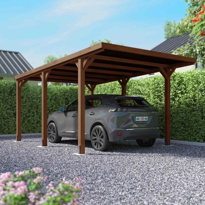 Carport aus Holz für 1 Auto, 16,5 m², 6 Pfosten, 12 x 12 Zoll