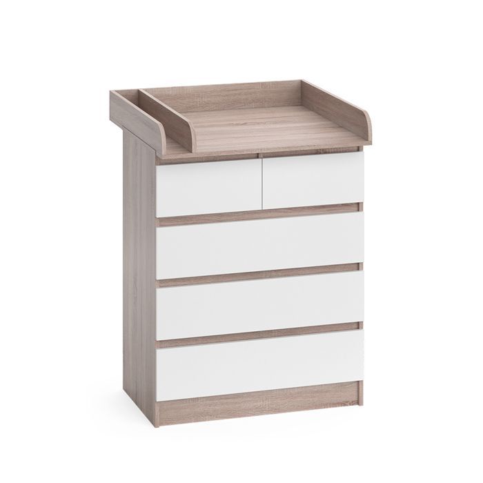 Emma changing table 80x110.2cm with 5 drawers Sonoma/white Vicco 51736