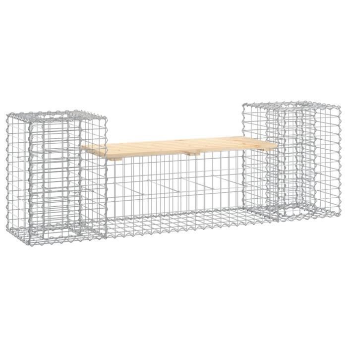 vidaXL Banc de jardin design gabion 183x41x60,5 cm bois massif de pin 834387
