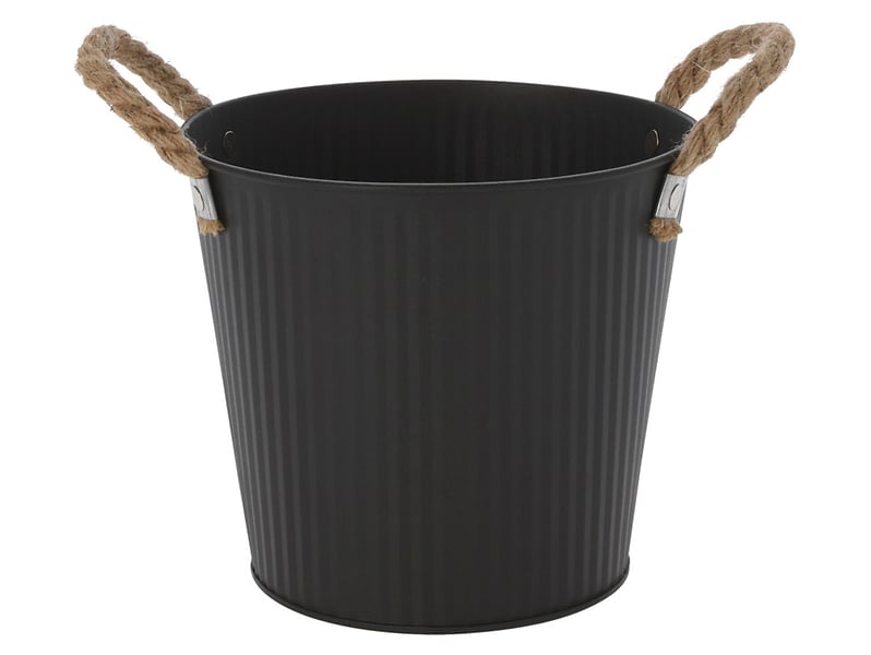 Doniczka metalowa z uchwytami 16 cm czarna
