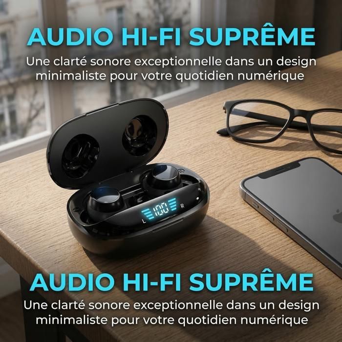 Wireless Earbuds - FINGERTIME - 4 Microphones for HD Calls, Immersive Stereo Sound, 48H Battery Life, IPX7 Waterproof, LED Display