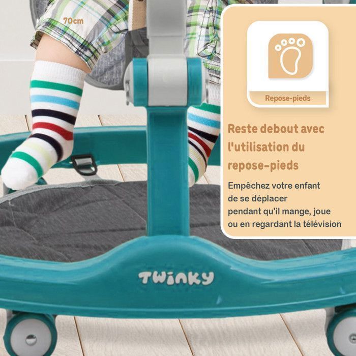Twinky® 3-in-1 loopstoel | Azure | Luxe, ombouwbare loopstoel | Scooter, voetmat en handvat | Leuke eerste stapjes