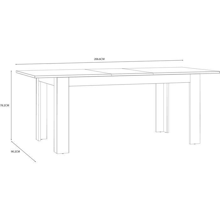 BOHOL Uitschuifbare eettafel – Wit & Hout – Geschikt voor 8 personen – Uitschuifbaar van 160 tot 206,6 cm × B 90,2 cm × H 78,2 cm