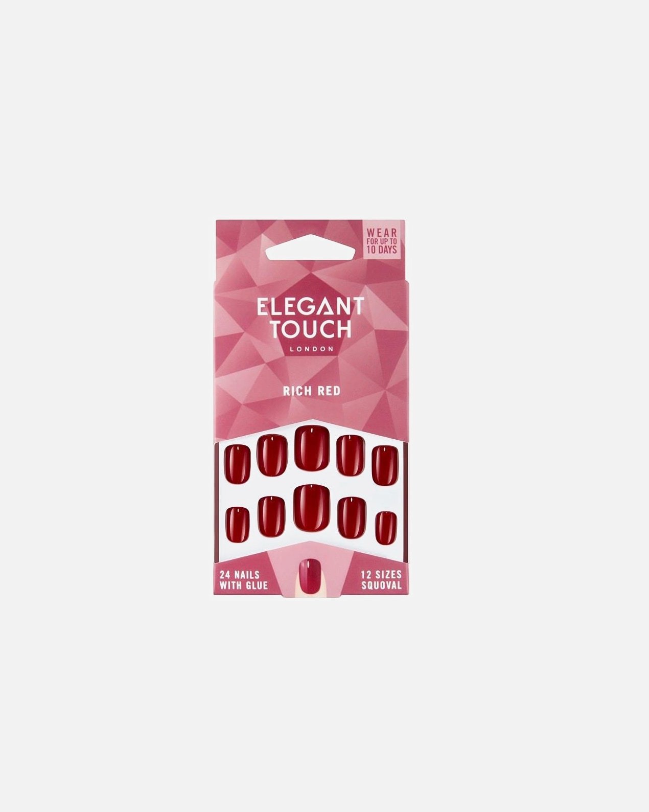 Elegant Touch mākslīgie nagi piesātināti sarkanā krāsā – 1 gab.