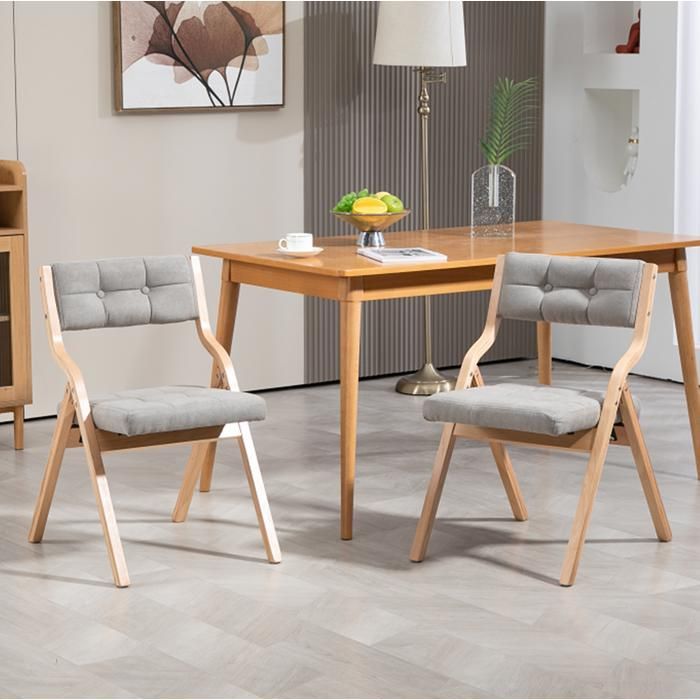 Lot de 2 Chaises Pliantes en Bois BELLEMAVE- Chaises de Salle à Manger Rembourrées- Sans Montage- Pour Accueil, Bureau, Fêtes- Gris