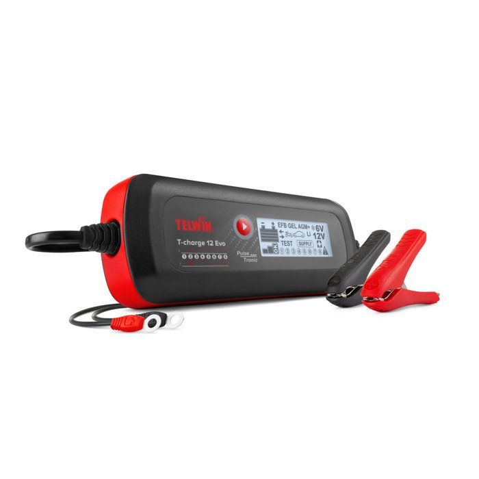 Cargador de baterías - T CHARGE - 12 EVO - 6V/12V - Mantenimiento automático - Probador de alternador