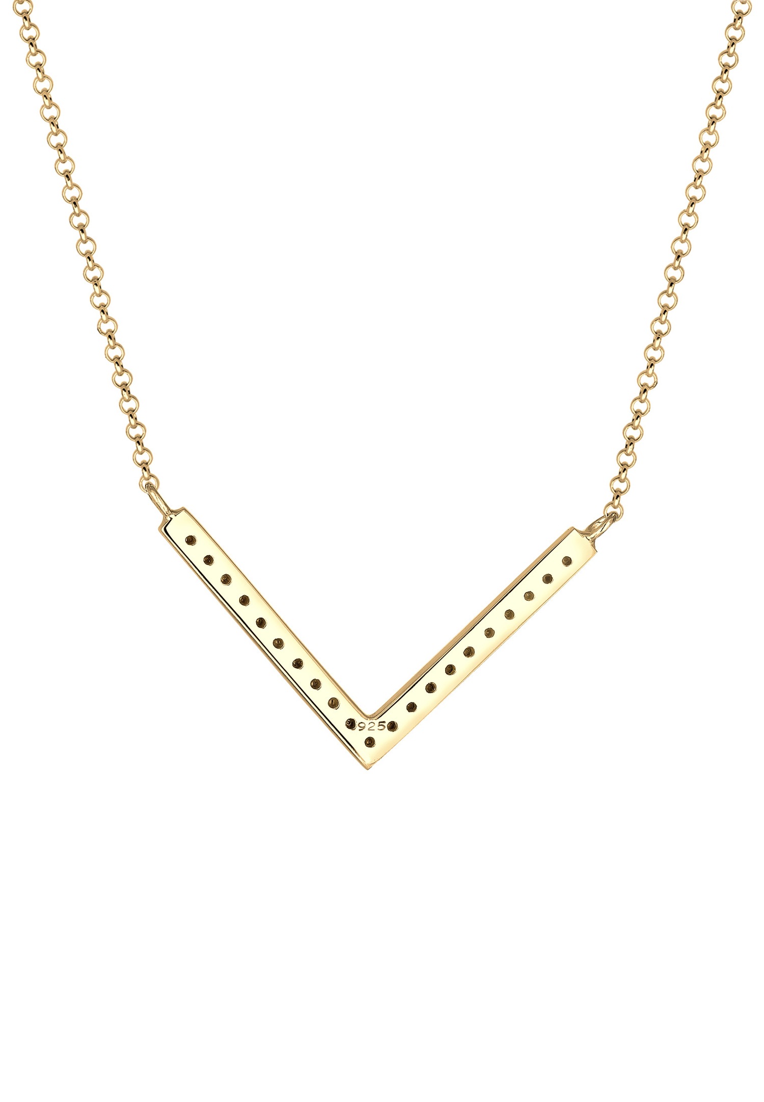 Elli Femmes V-chaîne avec cristaux en argent sterling 925 45 cm de long